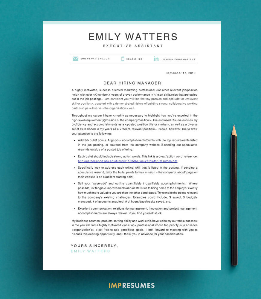 Free Resume Cover Letter example and template from Impresumes